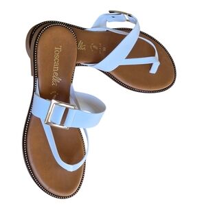 Toscanella Italian Made Flat Sandals White size 10